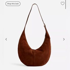 Madewell The Essential Curve Shoulder Bag in brown suede